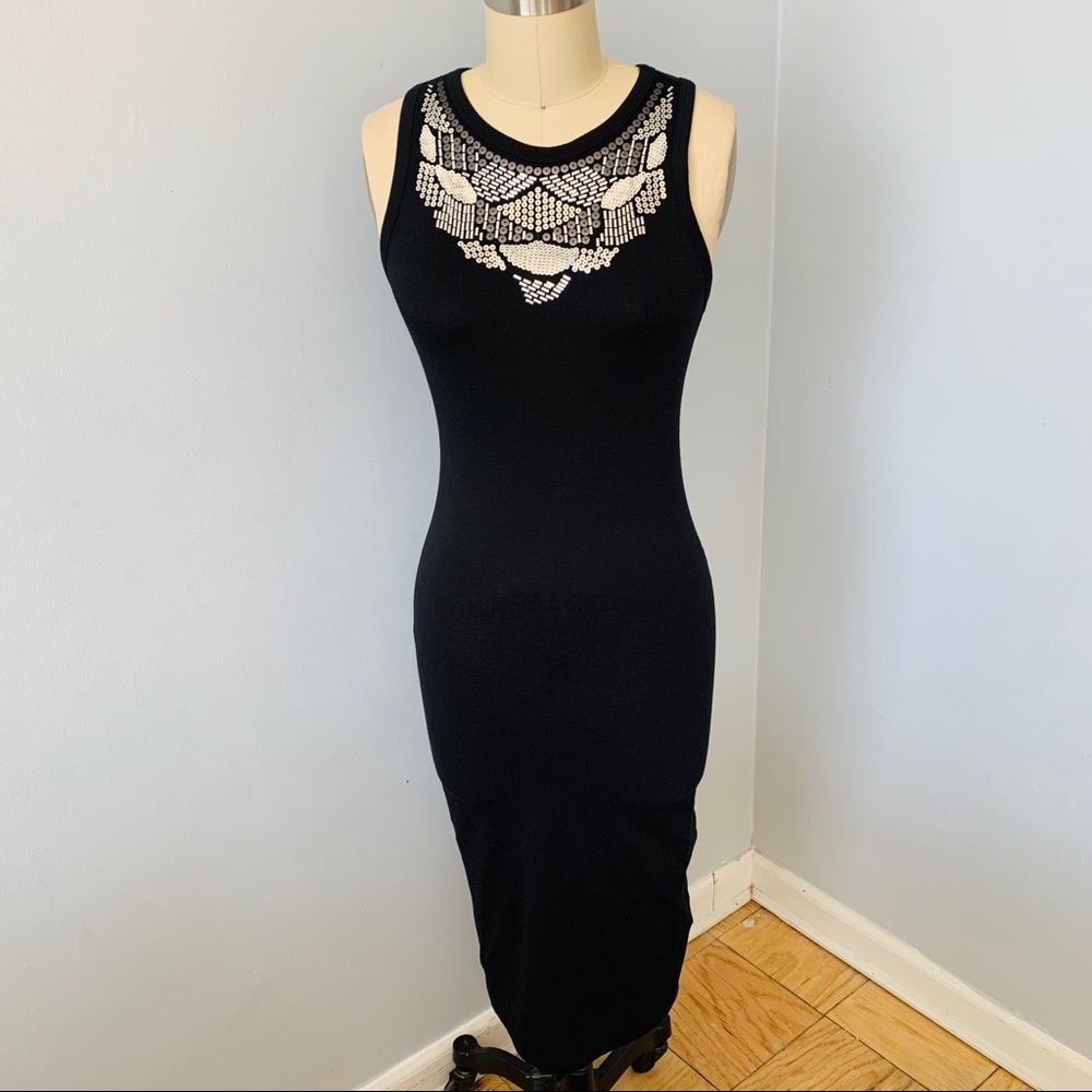 Express Silver Metal Embellished Bodycon Dress